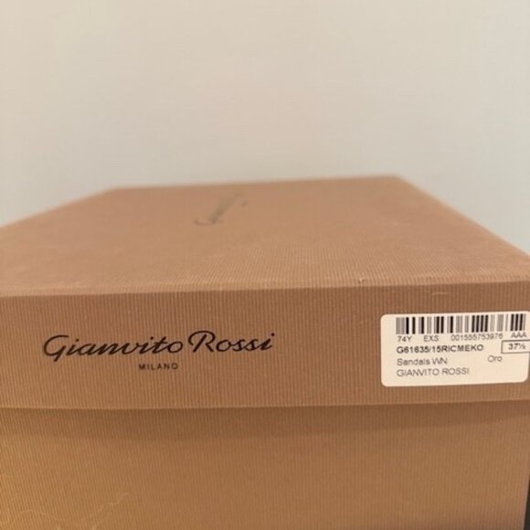 GIANVITO ROSSI BIJOUX Size 37.5 GOLD METALLIC LEATHER SANDALS - Picture 12 of 16